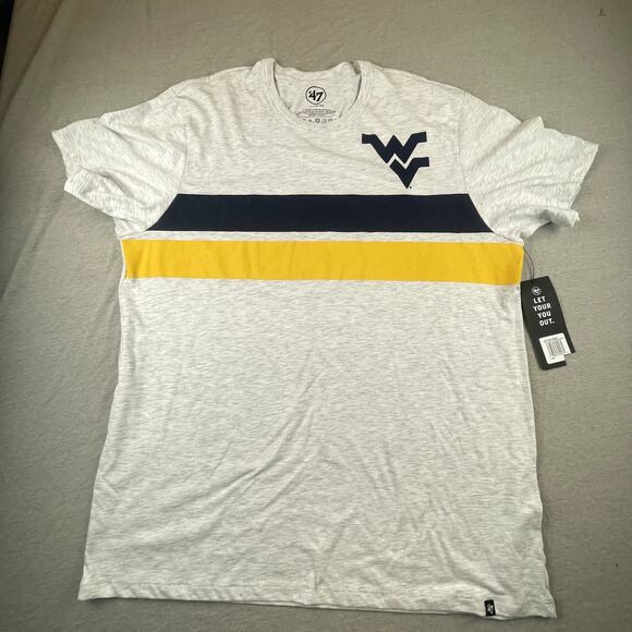 WVU West Virginia University New Gray Retro Striped Tee Gray Mountaineers XL NWT - Picture 1 of 6